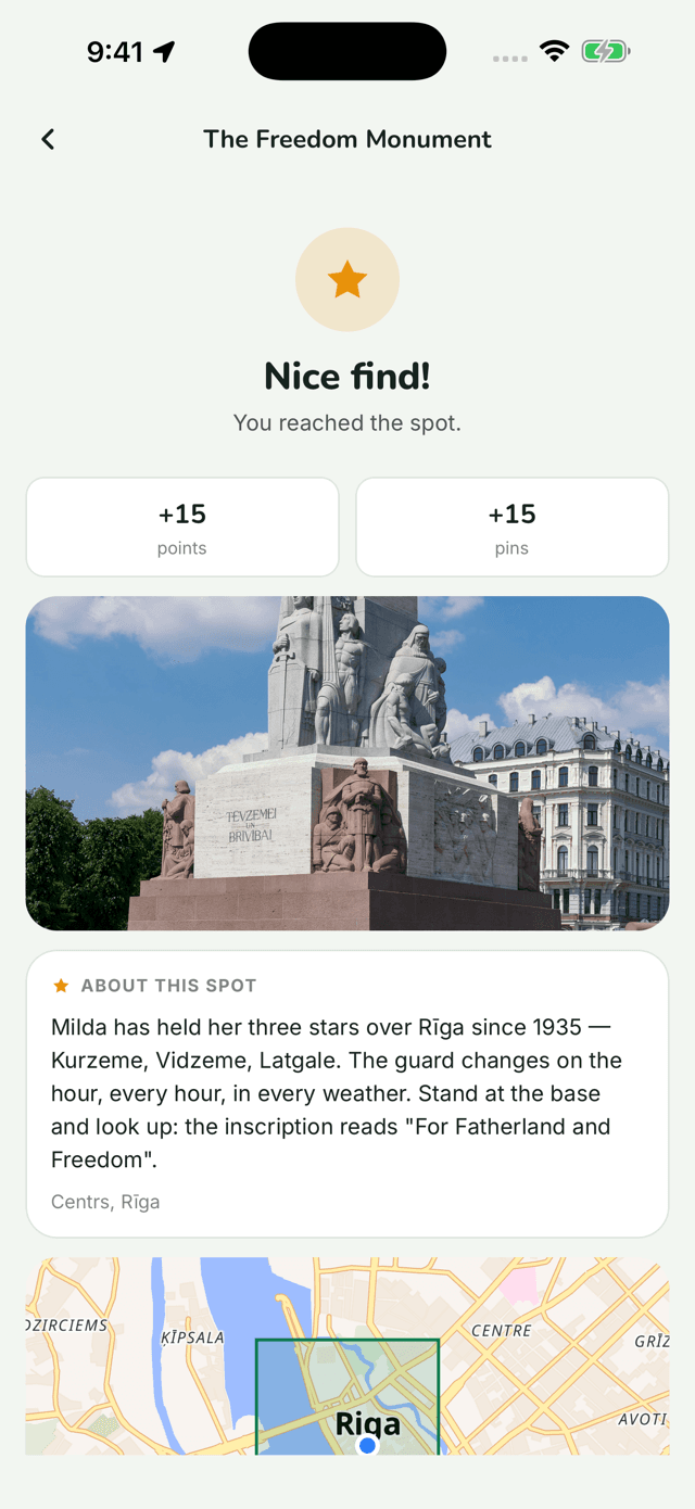 Pindela starred spot — a permanent place you can collect once a day